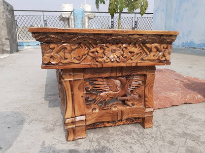 Low Floor Dragon Handcarved Foldable Wooden Tibetan Buddhist Altar Table,Tibetan Prayer Table,Buddhist Meditation Table,