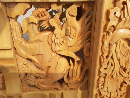 Dragon Handcarved Foldable Wooden Tibetan Buddhist Altar Table,Tibetan Alter Table,Buddhist Meditation Table,Tibetan Furniture