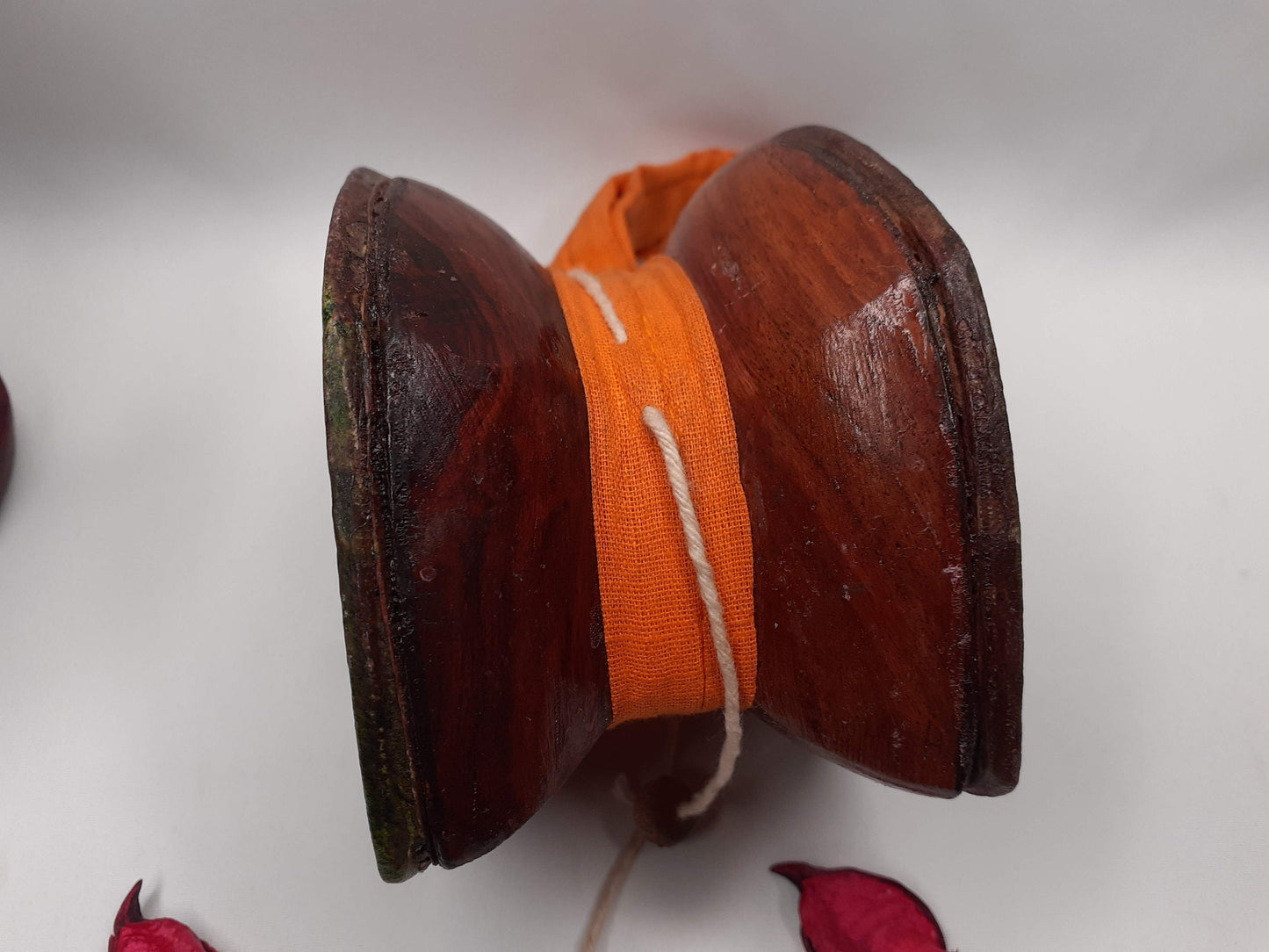 Vintage Handmade Small Traditional Tibetan Tantric Ritual Chod Damaru,Bawa Wood Buddhist Religious Drum,Ceremonial Spiritual MusicInstrument