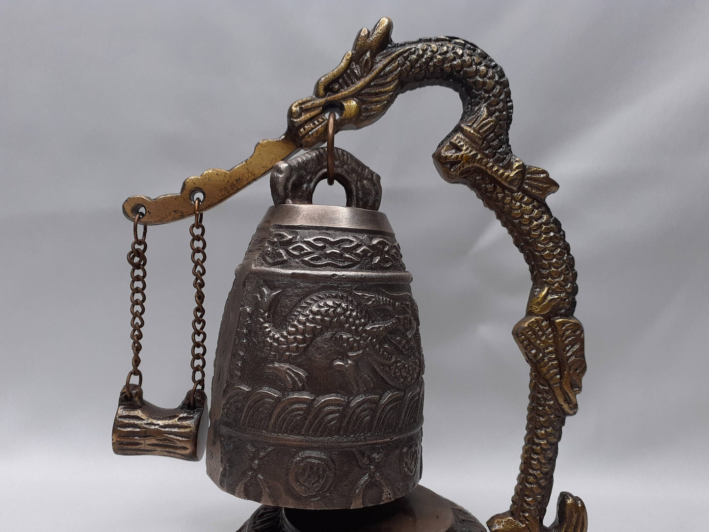 Vintage Tibetan Brass Bells, Buddha Design, Nepal Pure Handmade 7 metals (Vajra) for Meditation, Yoga Chakra blancing Sound healing Buddhism