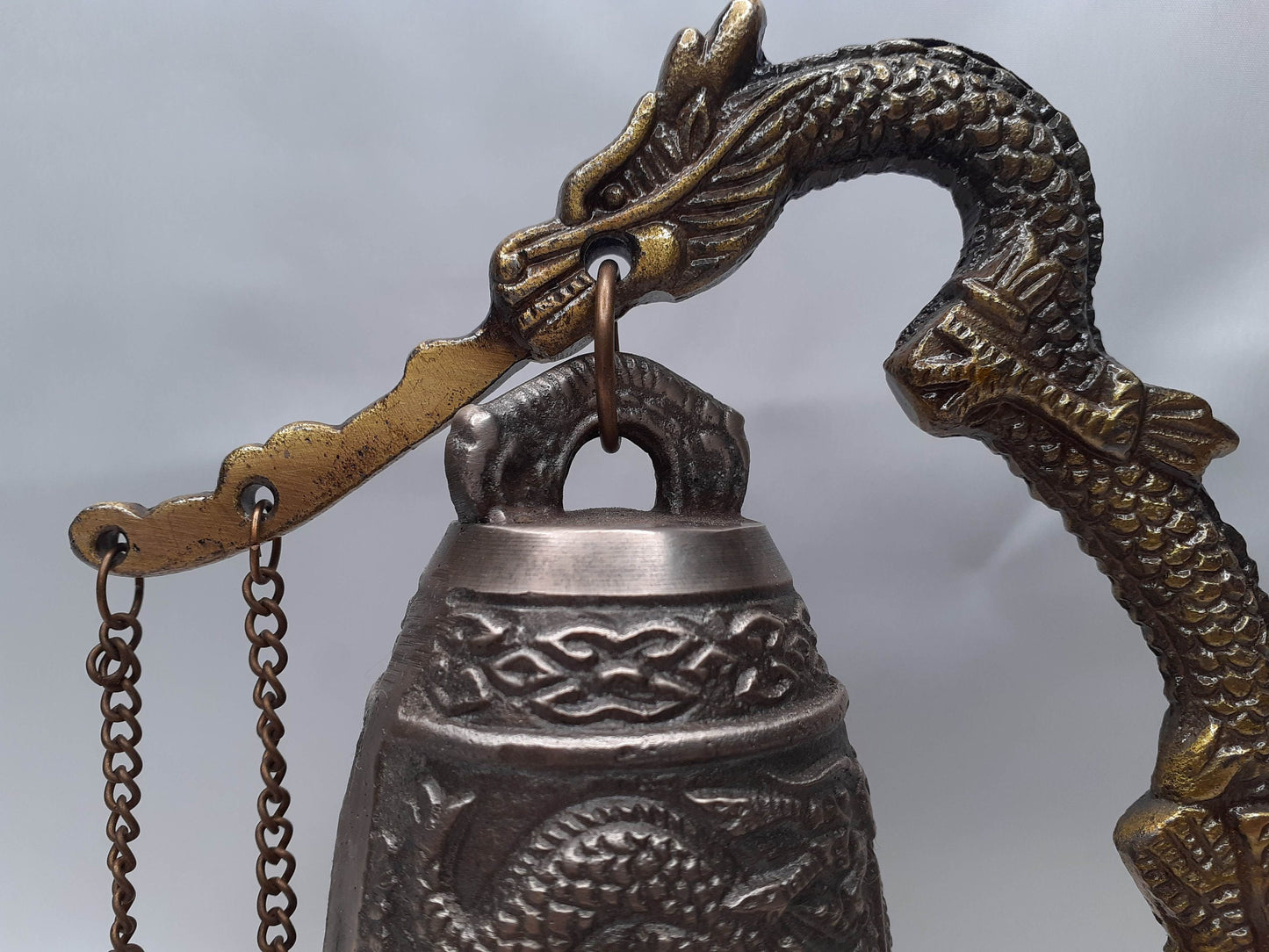 Vintage Tibetan Brass Bells, Buddha Design, Nepal Pure Handmade 7 metals (Vajra) for Meditation, Yoga Chakra blancing Sound healing Buddhism