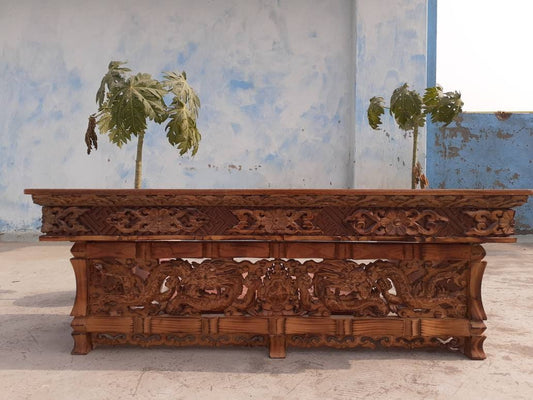 Low Floor Dragon Handcarved Foldable Wooden Tibetan Buddhist Altar Table,Tibetan Prayer Table,Buddhist Meditation Table,