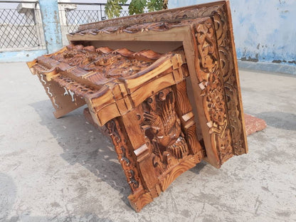 Low Floor Dragon Handcarved Foldable Wooden Tibetan Buddhist Altar Table,Tibetan Prayer Table,Buddhist Meditation Table,