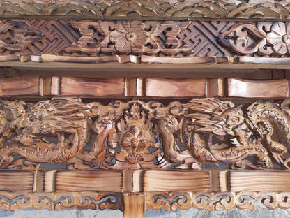 Low Floor Dragon Handcarved Foldable Wooden Tibetan Buddhist Altar Table,Tibetan Prayer Table,Buddhist Meditation Table,