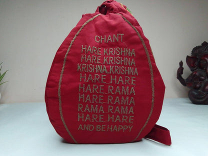 108 Beads Hand Knotted Tulasi Japa Mala,Hare Krishna Meditation Beads With Hand embroidered Lord Jagannath Japa Bag,Hare Krishna