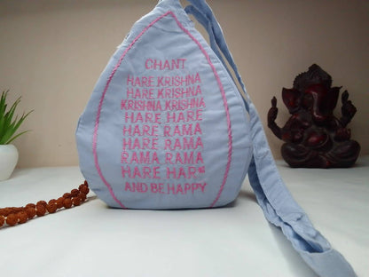 108 Beads Hand Knotted Tulasi Japa Mala,Hare Krishna Meditation Beads With Hand embroidered Lord Jagannath Japa Bag,Hare Krishna