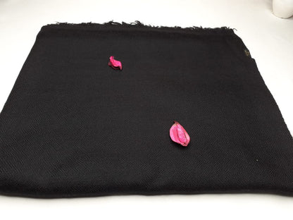 Handwoven Solid Black Pure Pashmina Wool Meditation Shawl,Cashmere Pashmina Prayer Blanket, Himalayan Cashmere Scarf, Pashmina Wool Wrap
