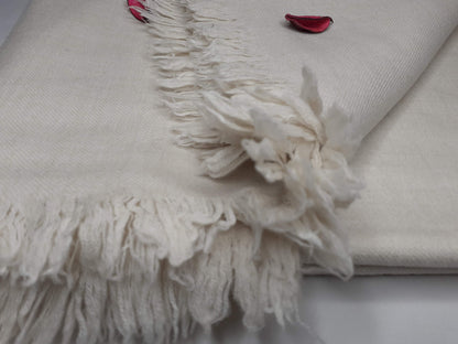 Large Thick Handwoven White Pure Pashmina Wool Meditation Shawl,Cashmere Pashima Prayer Blanket,Himalayan Cashmere Scarf, Pashmina Wool Wrap