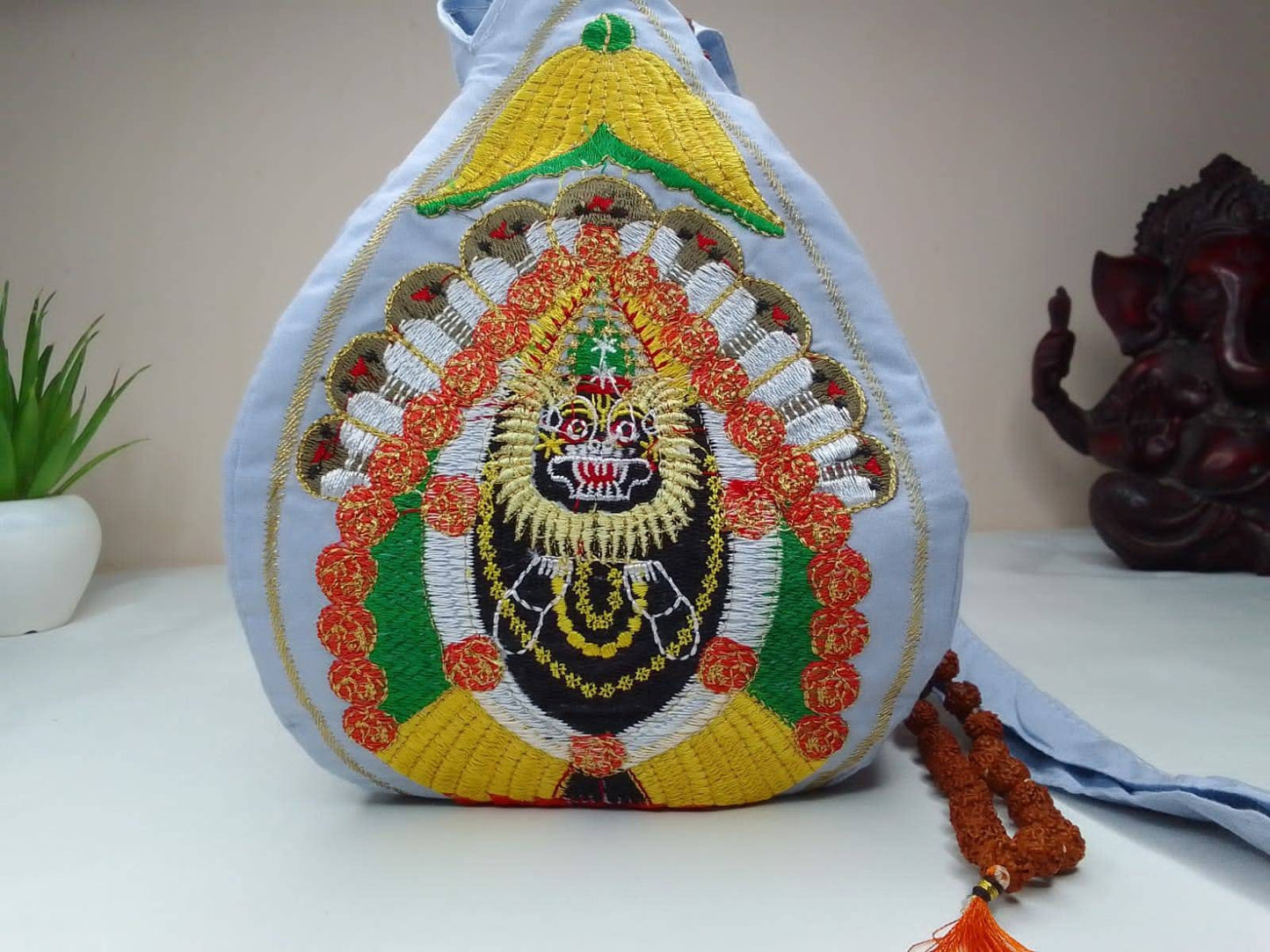 108 Beads Hand Knotted Tulasi Japa Mala,Hare Krishna Meditation Beads With Hand embroidered Lord Jagannath Japa Bag,Hare Krishna