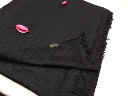 Handwoven Solid Black Pure Pashmina Wool Meditation Shawl,Cashmere Pashmina Prayer Blanket, Himalayan Cashmere Scarf, Pashmina Wool Wrap