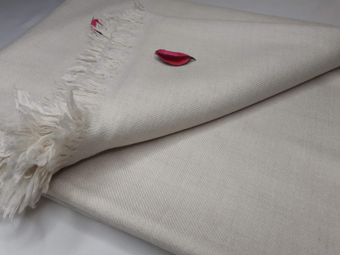 Large Thick Handwoven White Pure Pashmina Wool Meditation Shawl,Cashmere Pashima Prayer Blanket,Himalayan Cashmere Scarf, Pashmina Wool Wrap