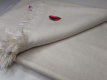 Large Thick Handwoven White Pure Pashmina Wool Meditation Shawl,Cashmere Pashima Prayer Blanket,Himalayan Cashmere Scarf, Pashmina Wool Wrap