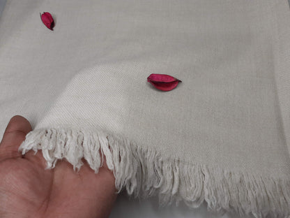 Large Thick Handwoven White Pure Pashmina Wool Meditation Shawl,Cashmere Pashima Prayer Blanket,Himalayan Cashmere Scarf, Pashmina Wool Wrap