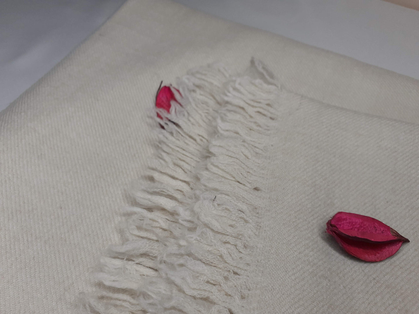 Large Thick Handwoven White Pure Pashmina Wool Meditation Shawl,Cashmere Pashima Prayer Blanket,Himalayan Cashmere Scarf, Pashmina Wool Wrap