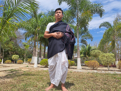 Handwoven Navy Blue Himalayan Sheep Wool Meditation Shawl,Indian Prayer Blanket,Himalayan Wool,Kullu Shawl,Handmade Indian Shawl,