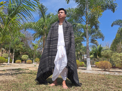 KALI X-Large Thick Black Handwoven Himalayan Yak Wool Blanket,Yak Meditation Shawl,Tibetan Yak Wool, Tibetan Blanket,Himalayan Yak Wrap,