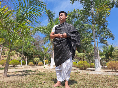 KALI X-Large Thick Black Handwoven Himalayan Yak Wool Blanket,Yak Meditation Shawl,Tibetan Yak Wool, Tibetan Blanket,Himalayan Yak Wrap,