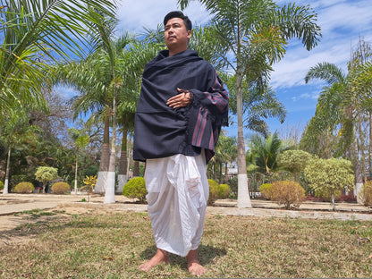 Handwoven Navy Blue Himalayan Sheep Wool Meditation Shawl,Indian Prayer Blanket,Himalayan Wool,Kullu Shawl,Handmade Indian Shawl,