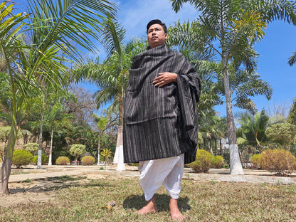 KALI X-Large Thick Black Handwoven Himalayan Yak Wool Blanket,Yak Meditation Shawl,Tibetan Yak Wool, Tibetan Blanket,Himalayan Yak Wrap,