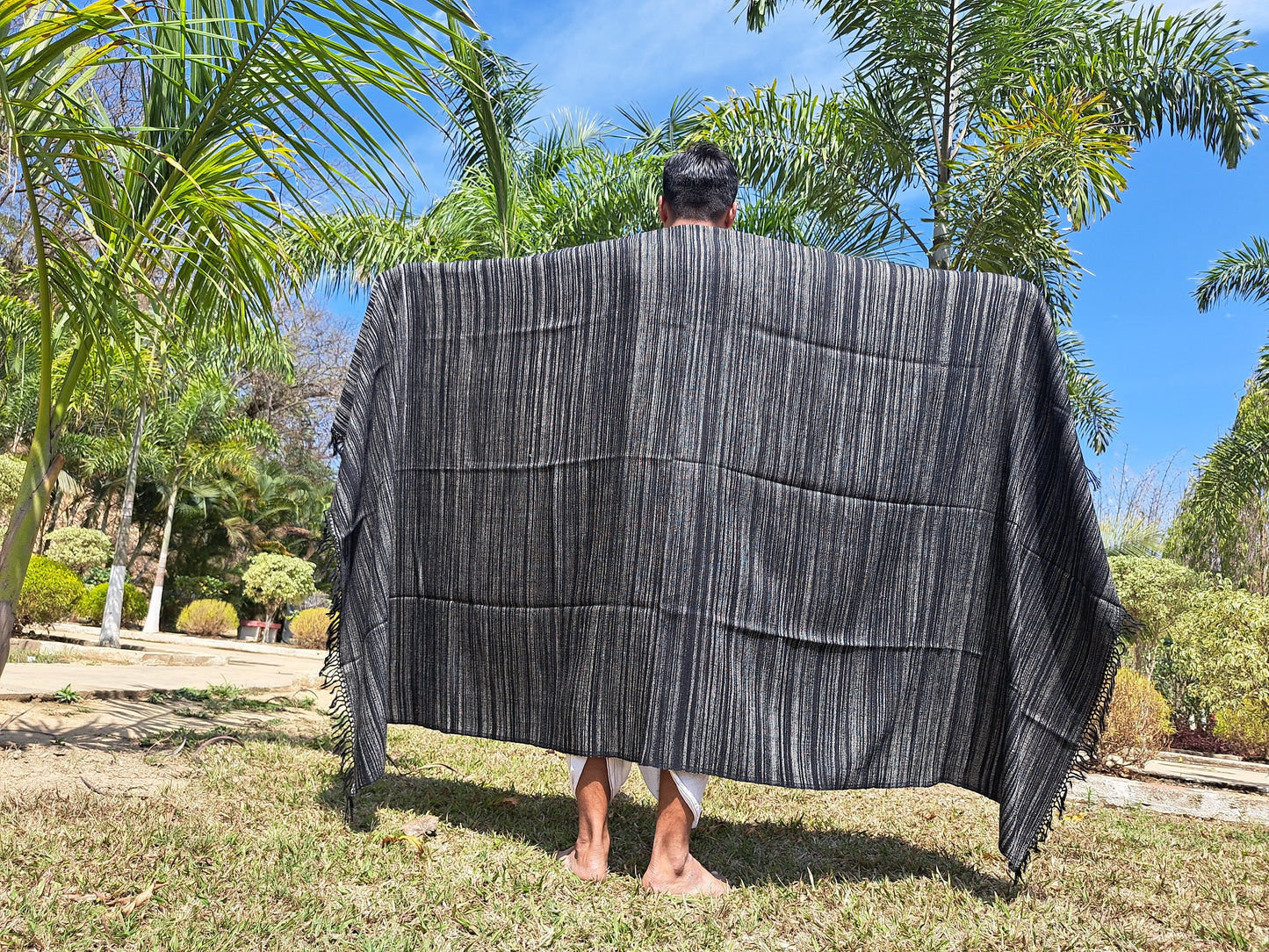 KALI X-Large Thick Black Handwoven Himalayan Yak Wool Blanket,Yak Meditation Shawl,Tibetan Yak Wool, Tibetan Blanket,Himalayan Yak Wrap,
