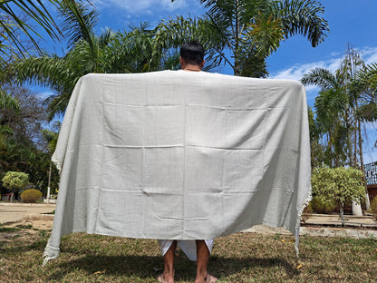 Handwoven Handspun Offwhite Himalayan Sheep Wool Meditation Shawl,Himalayan Prayer Blanket,Kullu Shawl,Ethnic Indian Shawl,Wool Prayer Wrap
