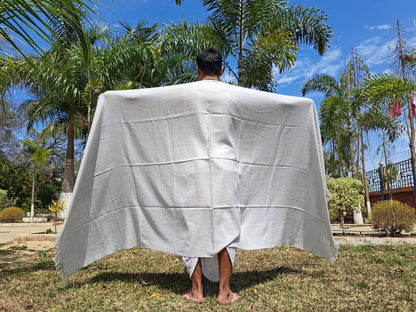Handwoven  Light Grey Himalayan Sheep Wool Meditation Shawl,Himalayan Prayer Blanket,Kullu Shawl,Ethnic Indian Shawl,Wool Prayer Wrap