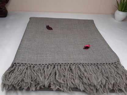 Handwoven Light Brown Pure Himalayan Sheep Wool Meditation Shawl,Himalayan Prayer Blanket,Kullu Shawl,Ethnic Indian Shawl,Wool Prayer Wrap
