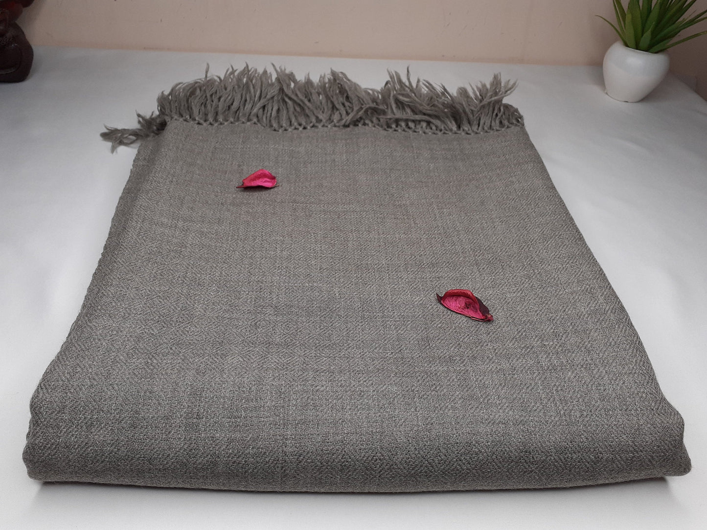 Handwoven Light Brown Pure Himalayan Sheep Wool Meditation Shawl,Himalayan Prayer Blanket,Kullu Shawl,Ethnic Indian Shawl,Wool Prayer Wrap