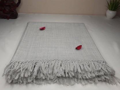 Handwoven  Light Grey Himalayan Sheep Wool Meditation Shawl,Himalayan Prayer Blanket,Kullu Shawl,Ethnic Indian Shawl,Wool Prayer Wrap