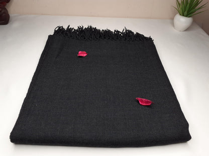 TRIVENI Handwoven Black Pure Himalayan Sheep Wool Meditation Shawl,Himalayan Prayer Blanket,Kullu Shawl,Ethnic Indian Shawl,Wool Prayer Wrap