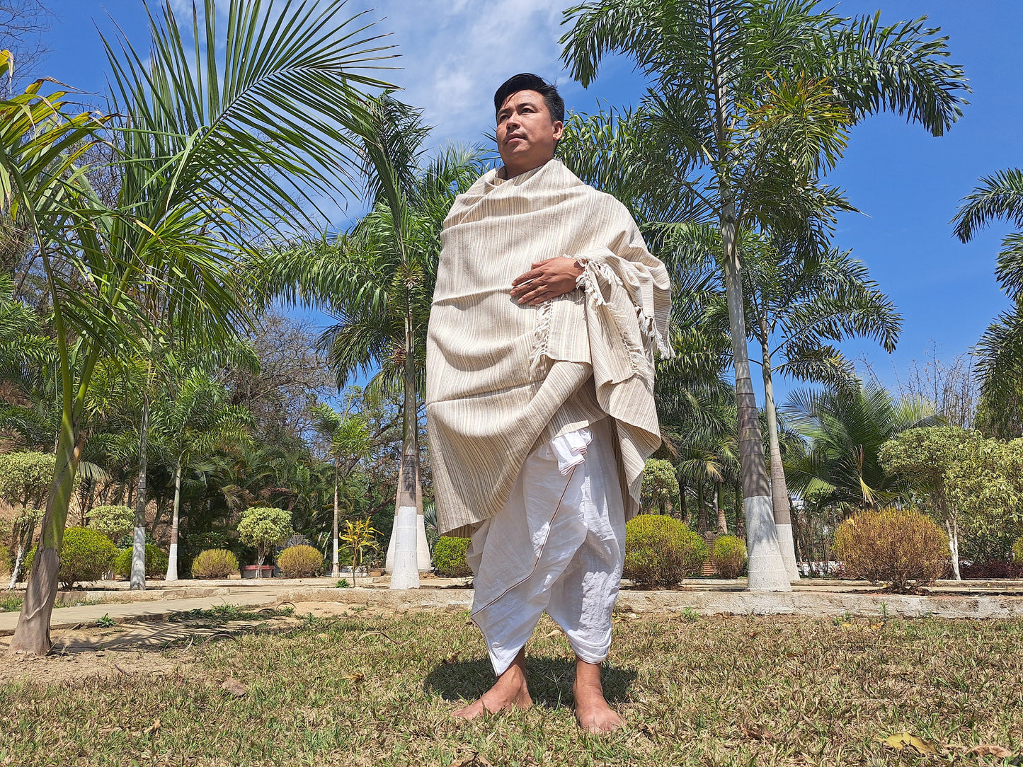 KARMA X-Large Thick Offwhite Handwoven Himalayan Yak Wool Blanket,Yak Meditation Shawl,Tibetan Yak Wool, Tibetan Blanket,Himalayan Yak Wrap