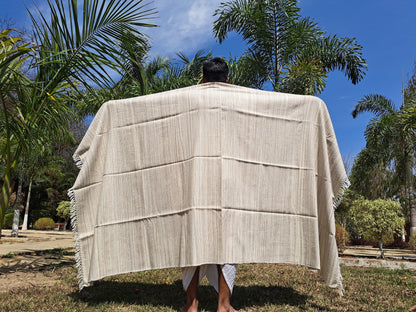 KARMA X-Large Thick Offwhite Handwoven Himalayan Yak Wool Blanket,Yak Meditation Shawl,Tibetan Yak Wool, Tibetan Blanket,Himalayan Yak Wrap