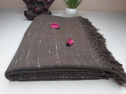 Handwoven Light Brown Pure Himalayan Sheep Wool Meditation Shawl,Himalayan Prayer Blanket,Kullu Shawl,Ethnic Indian Shawl,Wool Prayer Wrap