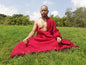 NIRVANA Large Traditional Handwoven Burgundy Tibetan Buddhist Raw Eri Silk Meditation Shawl,Tantric Meditation Wrap,Buddhist Prayer Silk Zen