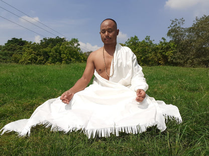 MANJUSHRI Large Handwoven Organic Cotton Maroon Tibetan Buddhist Monk Meditation Shawl,Indian Cotton Tantrik Prayer Wrap,Buddhist Prayer Zen