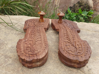 Himalayan"Yogis"Handcrafted Traditional Wooden Slippers for Meditation and Yoga,Unique Carved Wooden Charan Paduka,Prayer Wooden Slippers