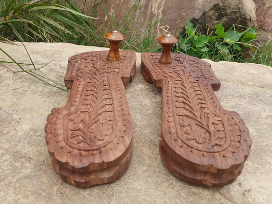 Himalayan"Yogis"Handcrafted Traditional Wooden Slippers for Meditation and Yoga,Unique Carved Wooden Charan Paduka,Prayer Wooden Slippers