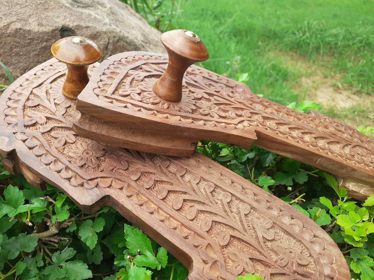 Himalayan"Yogis"Handcrafted Traditional Wooden Slippers for Meditation and Yoga,Unique Carved Wooden Charan Paduka,Prayer Wooden Slippers
