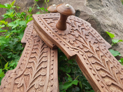 Himalayan"Yogis"Handcrafted Traditional Wooden Slippers for Meditation and Yoga,Unique Carved Wooden Charan Paduka,Prayer Wooden Slippers