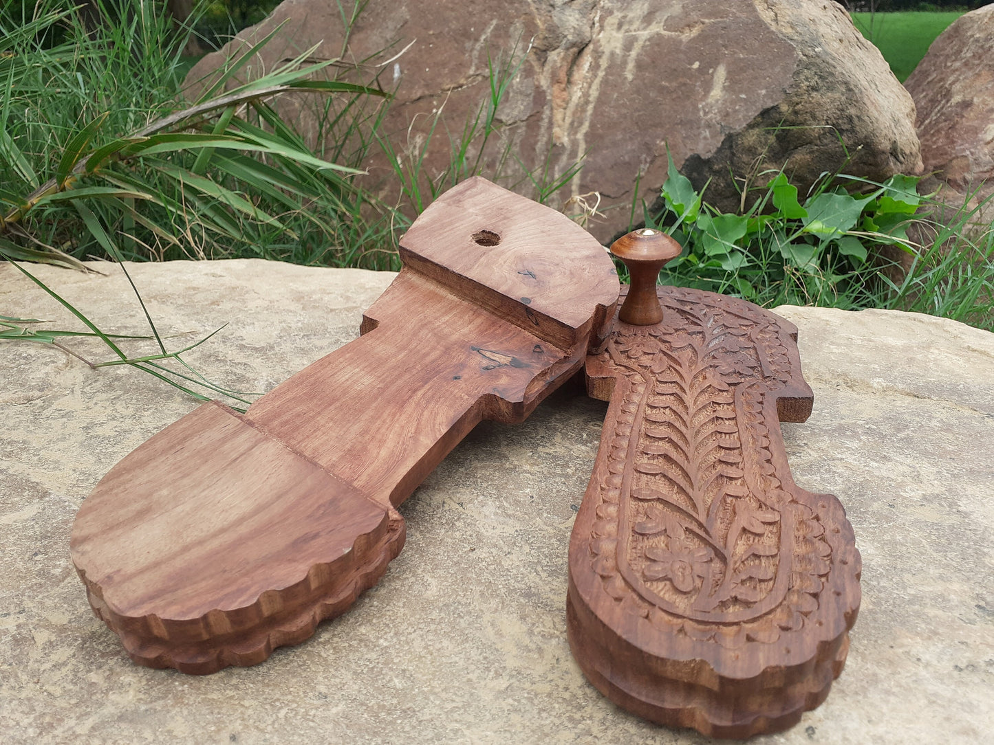 Himalayan"Yogis"Handcrafted Traditional Wooden Slippers for Meditation and Yoga,Unique Carved Wooden Charan Paduka,Prayer Wooden Slippers