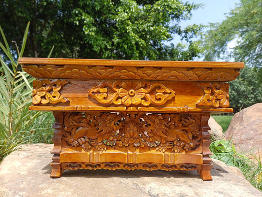 Small Handcarved Snow Lion Foldable Wooden Tibetan Buddhist Altar,Buddhist Prayer Table,Tibetan Meditation Altar,Traditional Tibetan Table