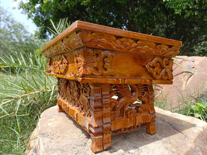 Small Handcarved Snow Lion Foldable Wooden Tibetan Buddhist Altar,Buddhist Prayer Table,Tibetan Meditation Altar,Traditional Tibetan Table