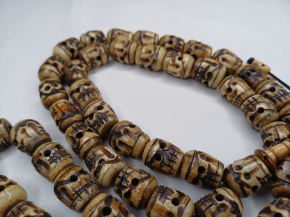 Vintage Large 54  Beads Rare Handcarved Tibetan Buddhist Yak Skull Bone Mala,Ethnic Bone Necklace/Jewellery,Tantrik Prayer Skull Japa Rosary