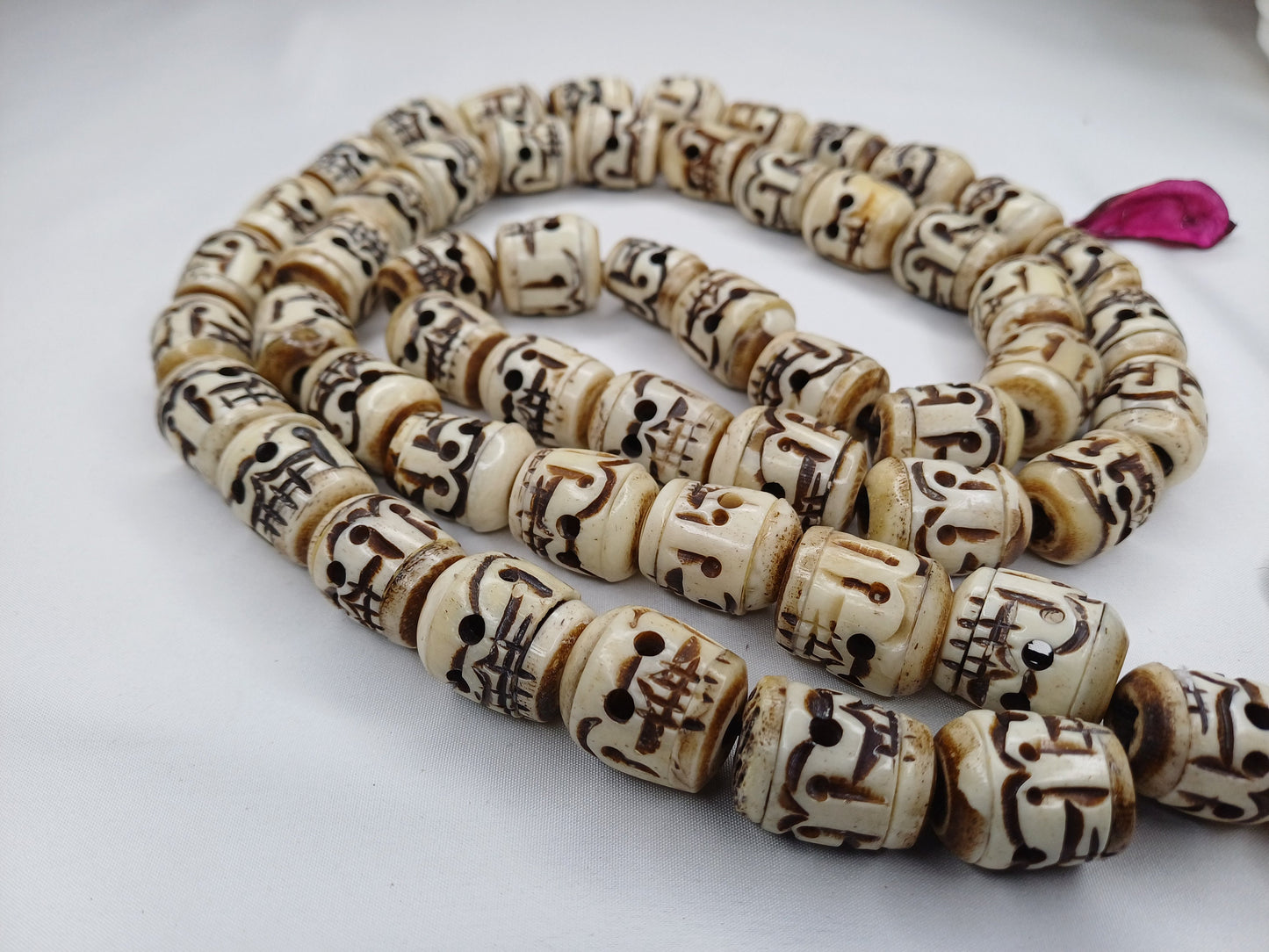 Large 54 Rare Handcarved Tantrik Yak Skull Bone Meditation Mala,Ethnic Bone Necklace/Jewellery,Tibetan Buddhist Prayer Skull  Japa Rosary