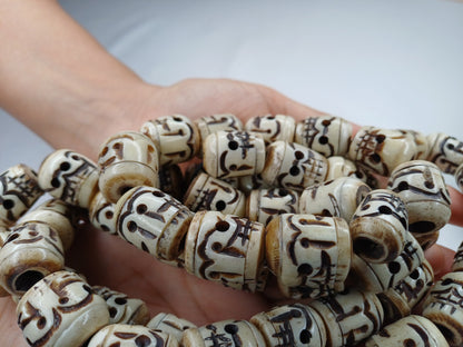 Large 54 Rare Handcarved Tantrik Yak Skull Bone Meditation Mala,Ethnic Bone Necklace/Jewellery,Tibetan Buddhist Prayer Skull  Japa Rosary
