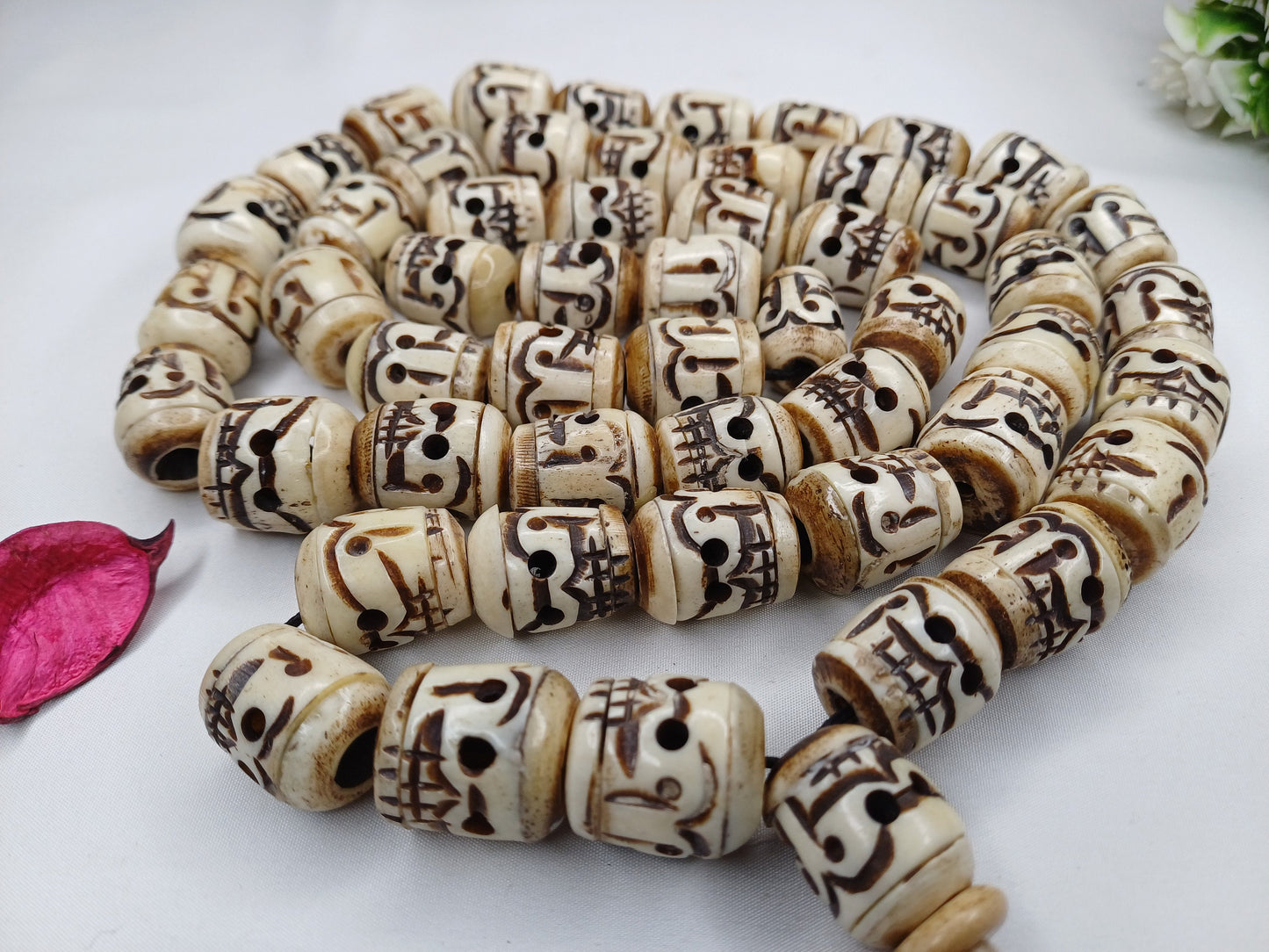 Large 54 Rare Handcarved Tantrik Yak Skull Bone Meditation Mala,Ethnic Bone Necklace/Jewellery,Tibetan Buddhist Prayer Skull  Japa Rosary
