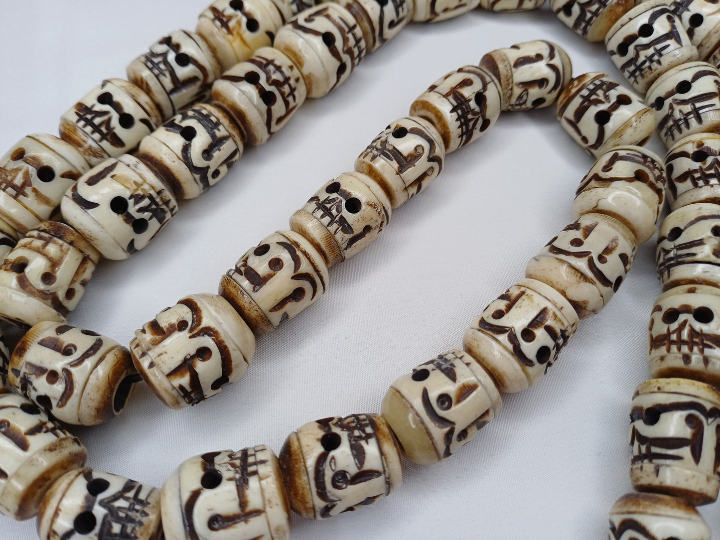 Large 54 Rare Handcarved Tantrik Yak Skull Bone Meditation Mala,Ethnic Bone Necklace/Jewellery,Tibetan Buddhist Prayer Skull  Japa Rosary