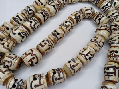 Large 54 Rare Handcarved Tantrik Yak Skull Bone Meditation Mala,Ethnic Bone Necklace/Jewellery,Tibetan Buddhist Prayer Skull  Japa Rosary