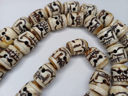 Large 54 Rare Handcarved Tantrik Yak Skull Bone Meditation Mala,Ethnic Bone Necklace/Jewellery,Tibetan Buddhist Prayer Skull  Japa Rosary
