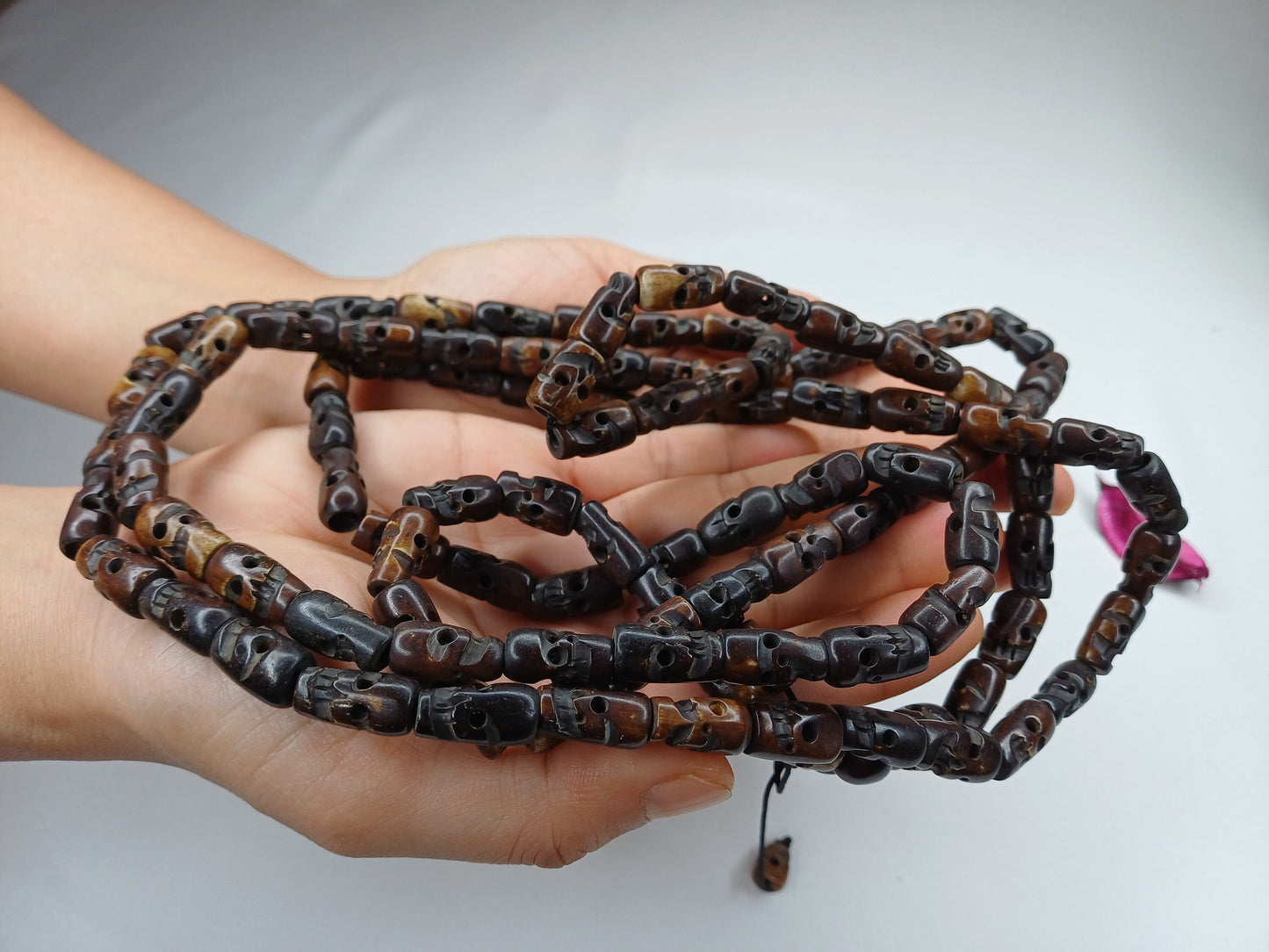108 Handcarved Skull Bone  Beads,Bone Meditation Mala, Antique bone necklace,Ethnic Bone Jewellery,Tibetan Buddhist Prayer Skull Bone Mala,